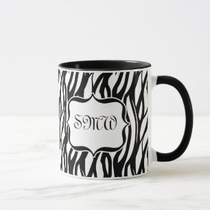 Mug Monogramme noir/blanc de zèbre