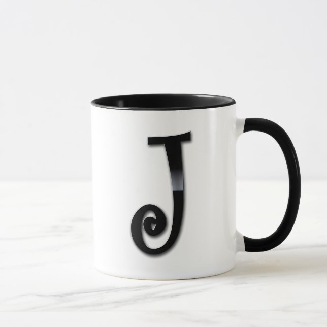 Mug Monogramme noir de lustre - J (Droite)