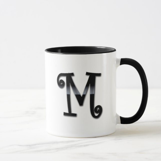 Mug Monogramme noir de lustre - M (Droite)
