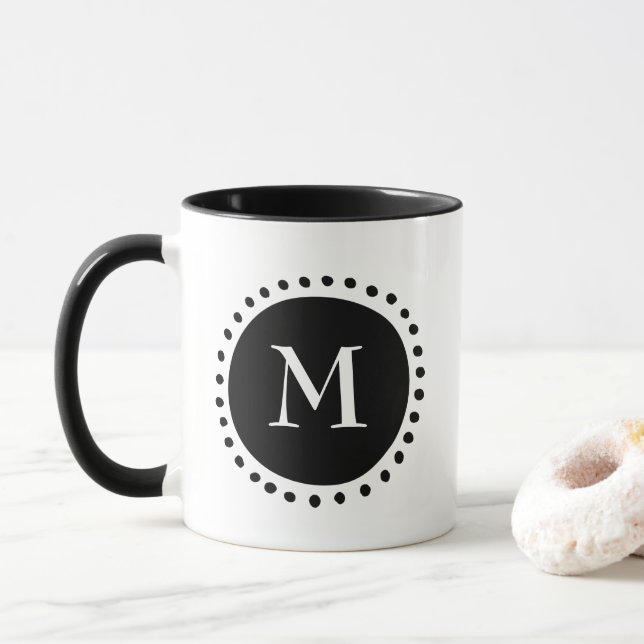 Mug Monogramme noir et blanc (Avec donut)