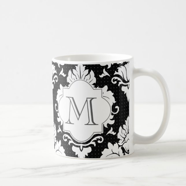 Mug Monogramme noir et blanc Damas (Droite)