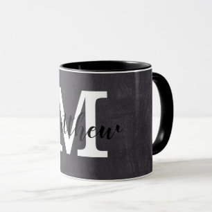 Mug Monogramme noir et blanc Nom personnalisé