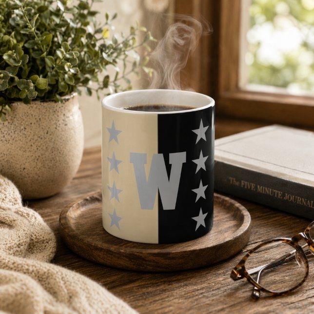 Mug Monogramme noir et or des couleurs de l'université (Créateur téléchargé)