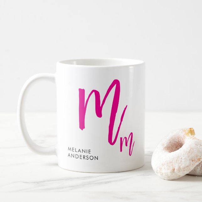 Mug Monogramme noir et rose (Avec donut)
