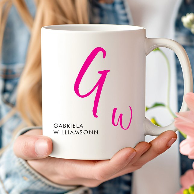 Mug Monogramme noir et rose (Créateur téléchargé)