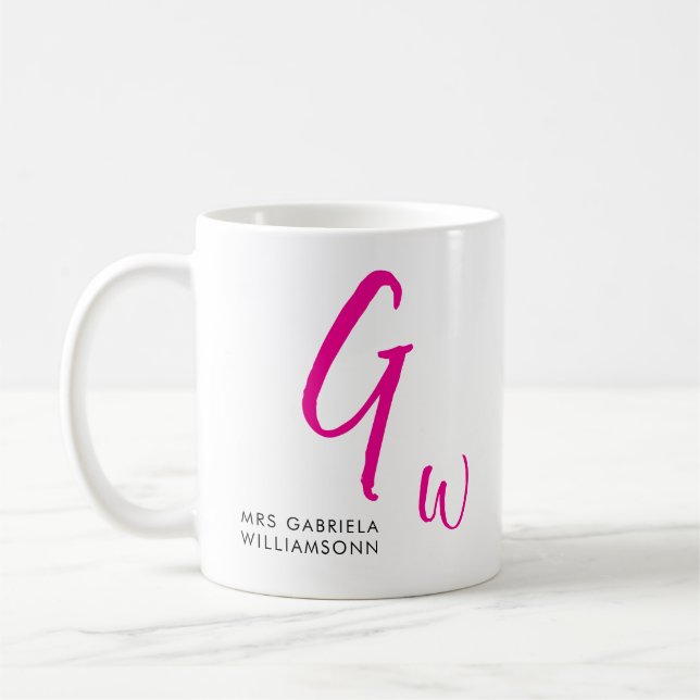 Mug Monogramme noir et rose Mme Mariage (Gauche)