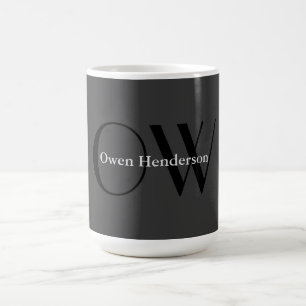 Mug Monogramme noir gris élégant