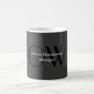 Mug Monogramme noir gris élégant