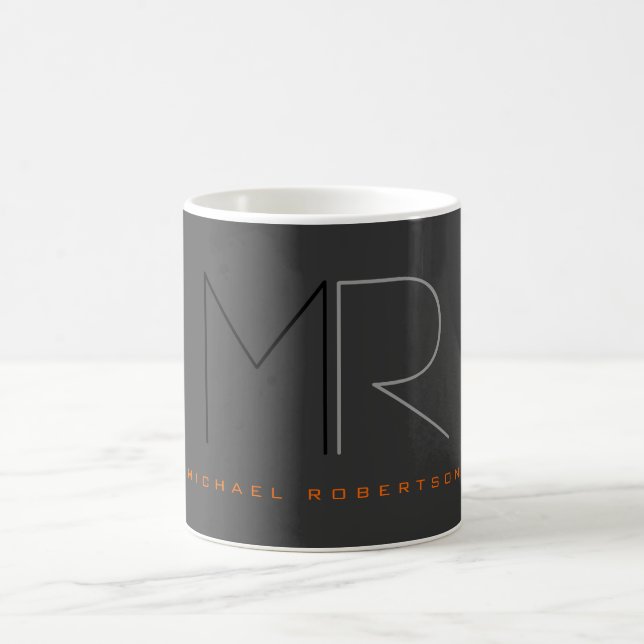 Mug Monogramme noir gris tendance Plain (Centre)