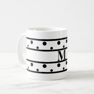 Mug Monogramme noir Pois blanc