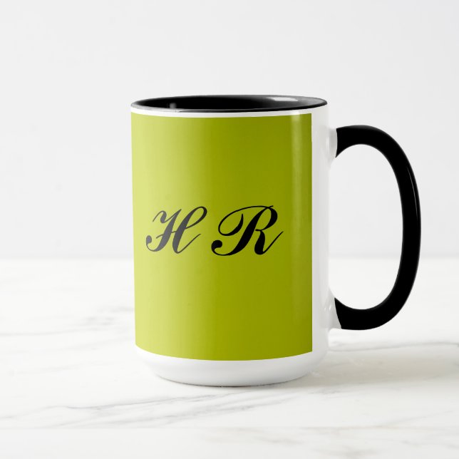 Mug Monogramme noir sur le vert (Droite)