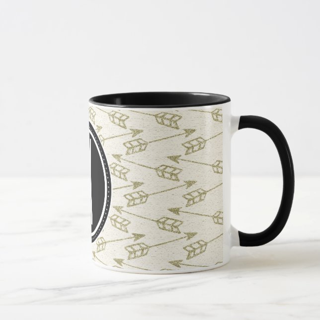 Mug Monogramme noir tribal des flèches | (Droite)