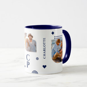 Mug Monogramme Nom 3 Photo Collage Café moderne tendan