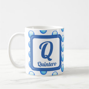 Mug Monogramme Nom Bright Blue Polka Point initial