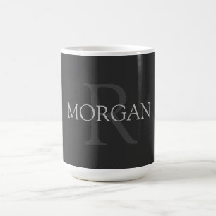 Mug Monogramme & nom DIY, Classique noir avec texte gr