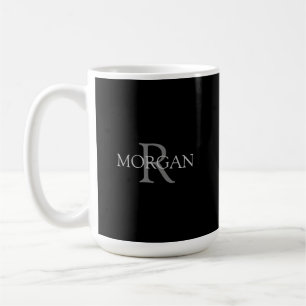 Mug Monogramme & nom DIY, texte gris simple sur fond n