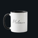 Mug Monogramme Nom Écriture Moderne Noir Blanc<br><div class="desc">Mug Monogramme Nom Écriture Moderne Noir Blanc.</div>