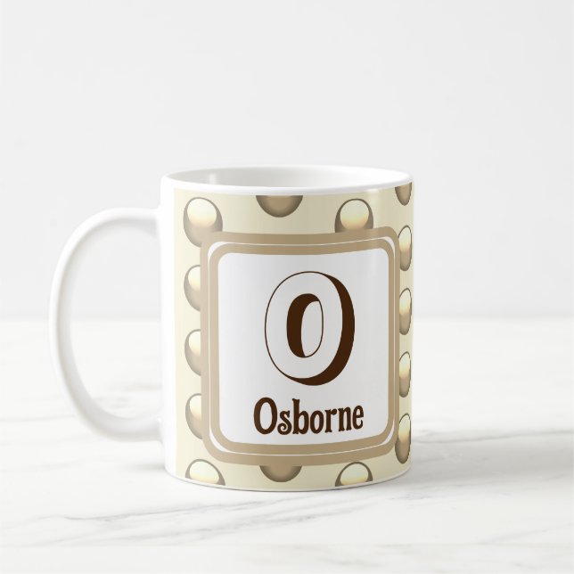 Mug Monogramme Nom Initial Gold Polka Dot Keepsaké (Gauche)