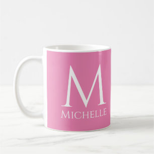 Mug Monogramme Nom initial Modèle rose personnalisable