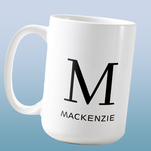 Mug Monogramme Nom initial Simple (Modern monogram initial custom name coffee mug)