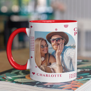 Mug Monogramme Nom Photo Tendance Simple Moderne