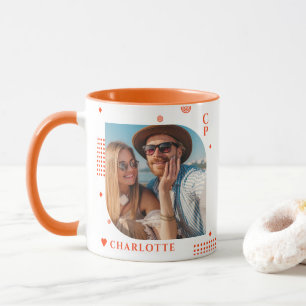 Mug Monogramme Nom Photo Tendance Simple Moderne
