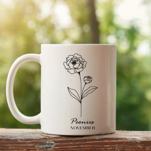 Mug Monogramme novembre Fleur du mois de naissance