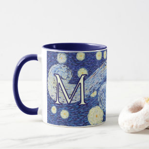 Mug Monogramme Nuit Étoilée personnalisé Art Vincent V
