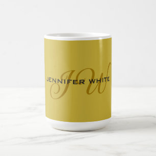 Mug Monogramme or couleur plaine minimaliste moderne