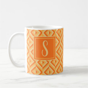 Mug Monogramme Orange Motif diamant à trois tons