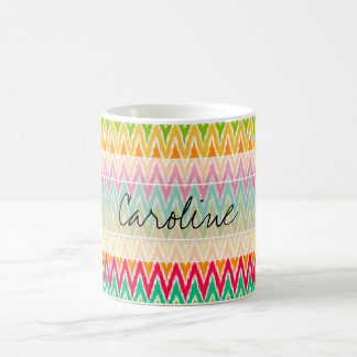Mug Monogramme Orange Turquoise Ikat Chevron Zig Zag M