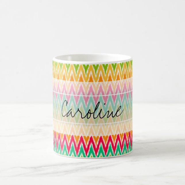 Mug Monogramme Orange Turquoise Ikat Chevron Zig Zag M (Centre)