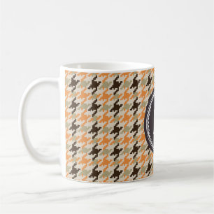 Mug Monogramme orange vintage chic de plaid de