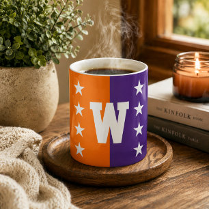 Mug Monogramme orange, violet et blanc des couleurs de