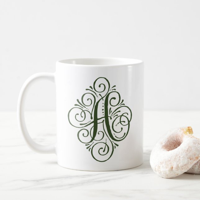 Mug Monogramme Orné Avec Enjolivure Personnalisé (Avec donut)