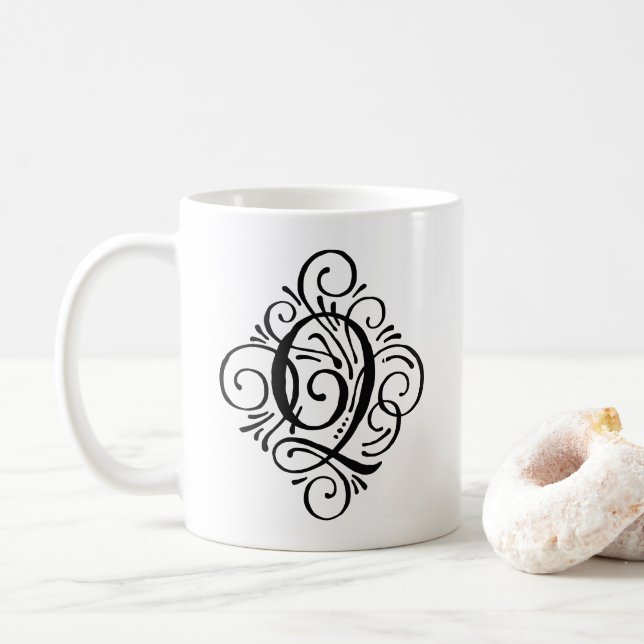Mug Monogramme Orné Personnalisé avec Enjolivure (Avec donut)