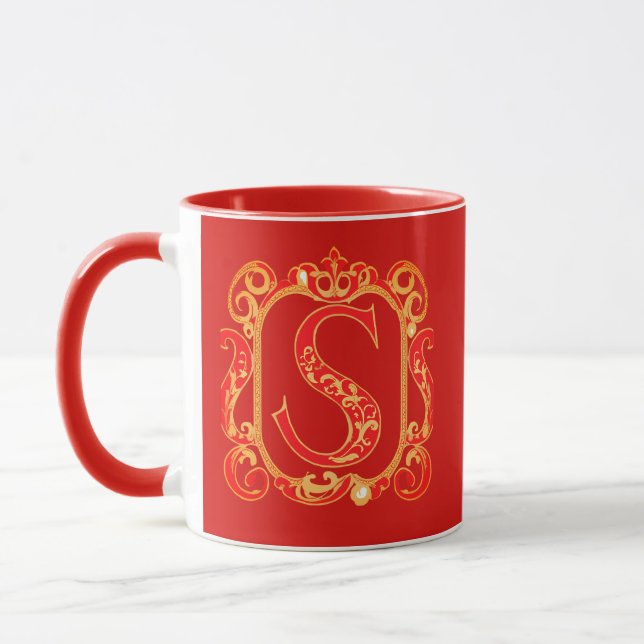 Mug Monogramme ornemental antique - capital S (Gauche)