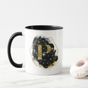 Mug Monogramme P Glitter Glam Or
