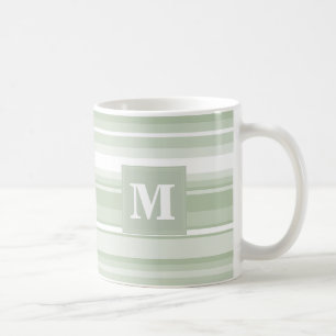 Mug Monogramme pâle - rayures vertes
