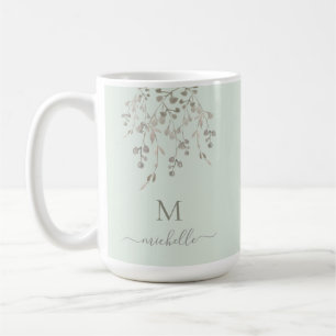 Mug Monogramme personnalisé aquarelle botanique Sage