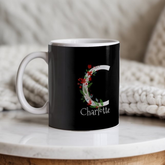 Mug Monogramme personnalisé avec flux sauvage d'aquare (Créateur téléchargé)