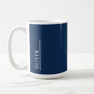 Mug Monogramme personnalisé, bleu foncé moderne