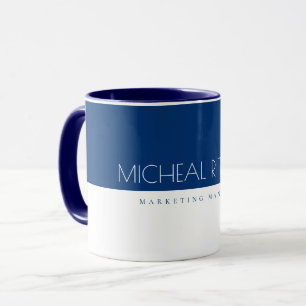 Mug Monogramme personnalisé bleu marine moderne Nom et