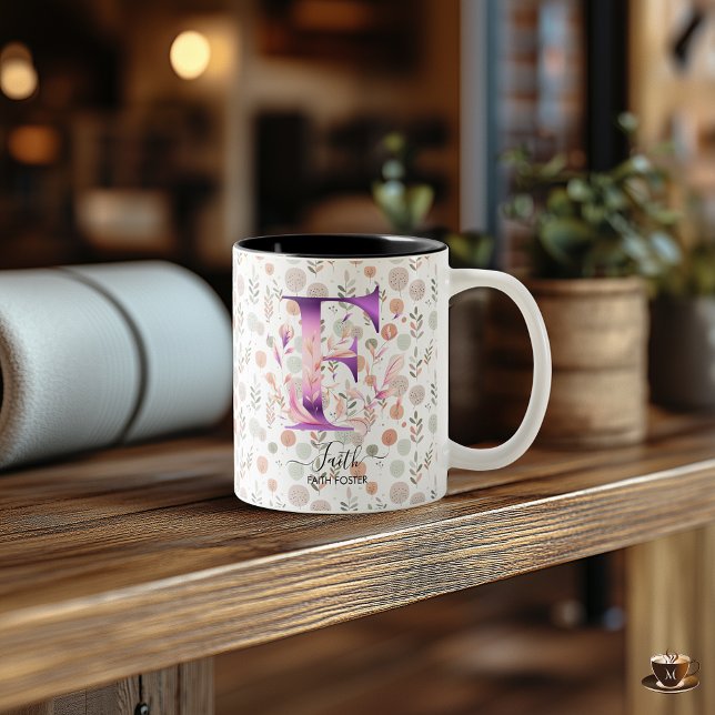 Mug Monogramme personnalisé Bohème Chic Abstrait - (Créateur téléchargé)
