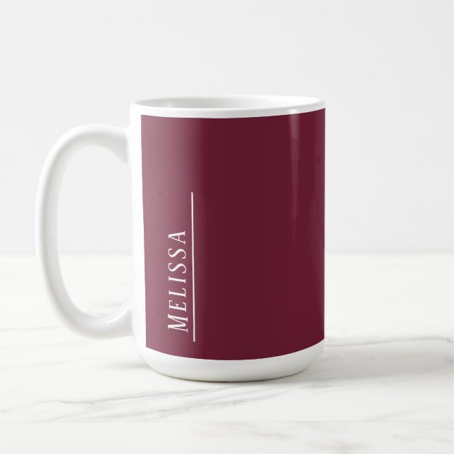 Mug Monogramme personnalisé, bordeaux moderne (Gauche)
