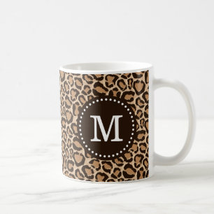 Mug Monogramme personnalisé Brown et Empreinte de léop