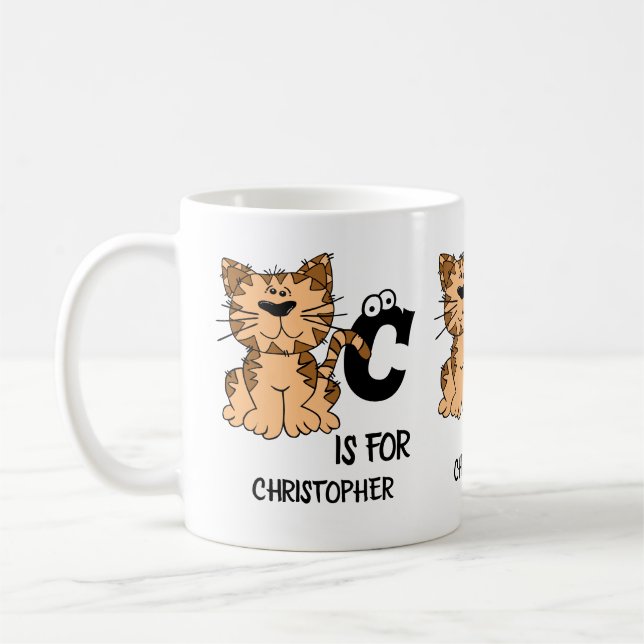 Mug monogramme personnalisé C est pour chats chaton ch (Gauche)