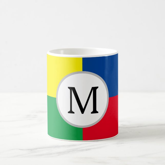 Mug Monogramme personnalisé Carré coloré initial (Centre)