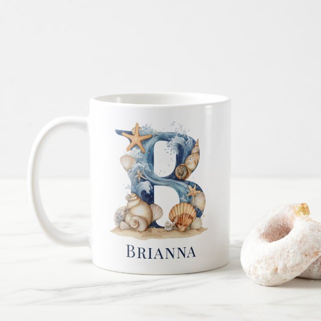 Mug Monogramme personnalisé de la côte initiale B Plag (Avec donut)