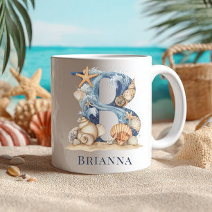 Mug Monogramme personnalisé de la côte initiale B Plag